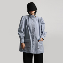 法式气质纯色立领外套2025秋季新款高级感宽松显瘦时尚百搭风衣女