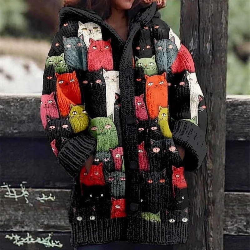 2025 Autumn and Winter Plush Cartoon Hooded Jacket Women's Loose Warm Mid-Length Flannel Cardigan 2025 Autumn and Winter Plush Cartoon Hooded Jacket Women's Loose Warm Mid-Length Flannel Cardigan