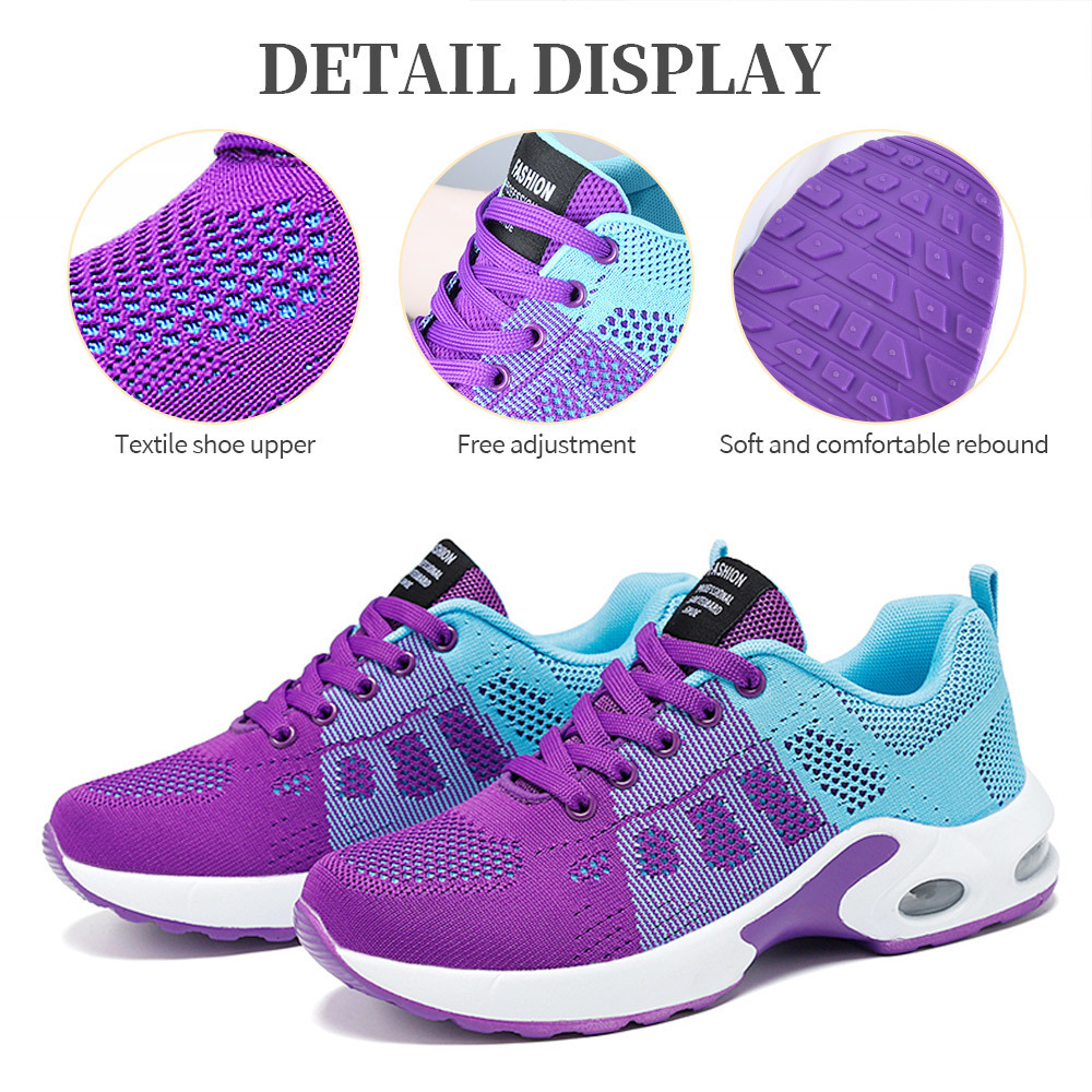 Zapatos de mujer versátiles de primavera, zapatos de talla grande, zapatos informales, transpirables, ligeros, con cordones, con amortiguación de aire, zapatos deportivos transfronterizos para mujer