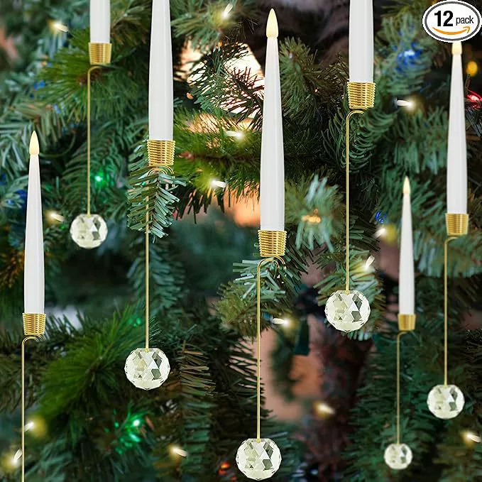Новогодняя светодиодная свеча для украшения интерьера, подвесная свеча для елки, атмосферная подсветка для декора