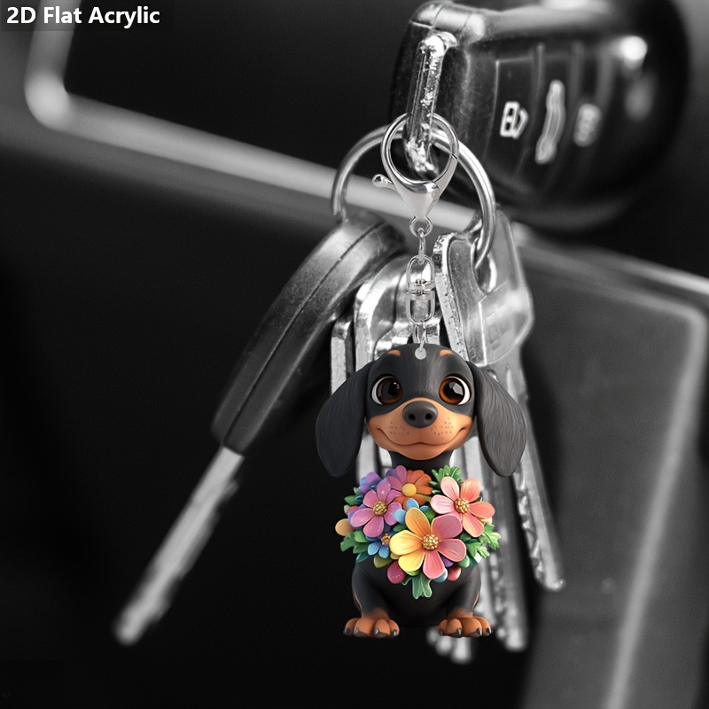 Amazon nuevo glamoroso acrílico flor plana coche espejo retrovisor mochila o llavero colgante