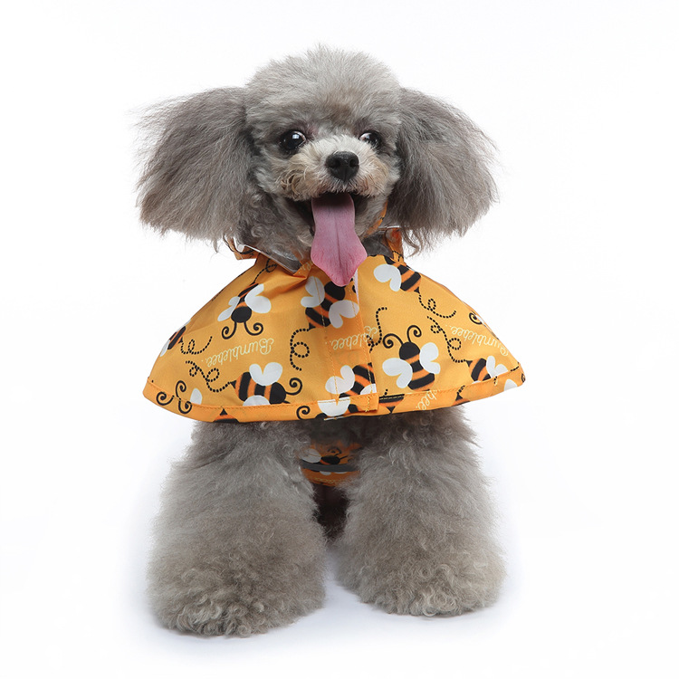 Outdoor Occasion Polyester Material Meiqi Pet Supply Bath Duck Dog Raincoat Poncho Pet Raincoat Yellow Duck Bee Pet Poncho