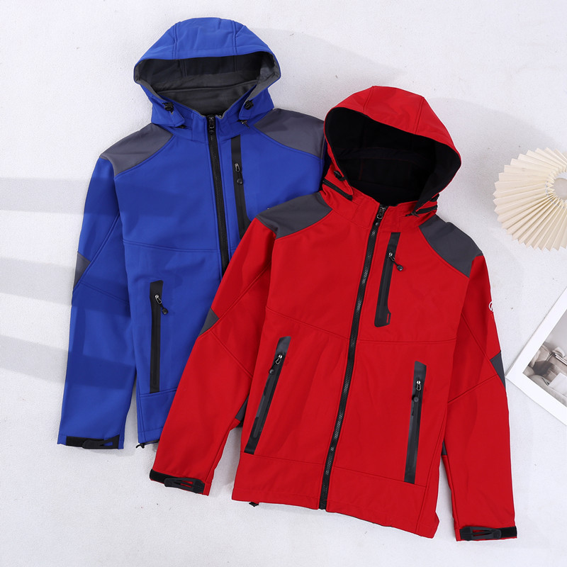 Cross-Border Foreign Trade Outdoor Soft Shell Jacket Men's North Home Fleece-Lined Windproof Warm Hooded Spring Autumn Winter Jacket Coat