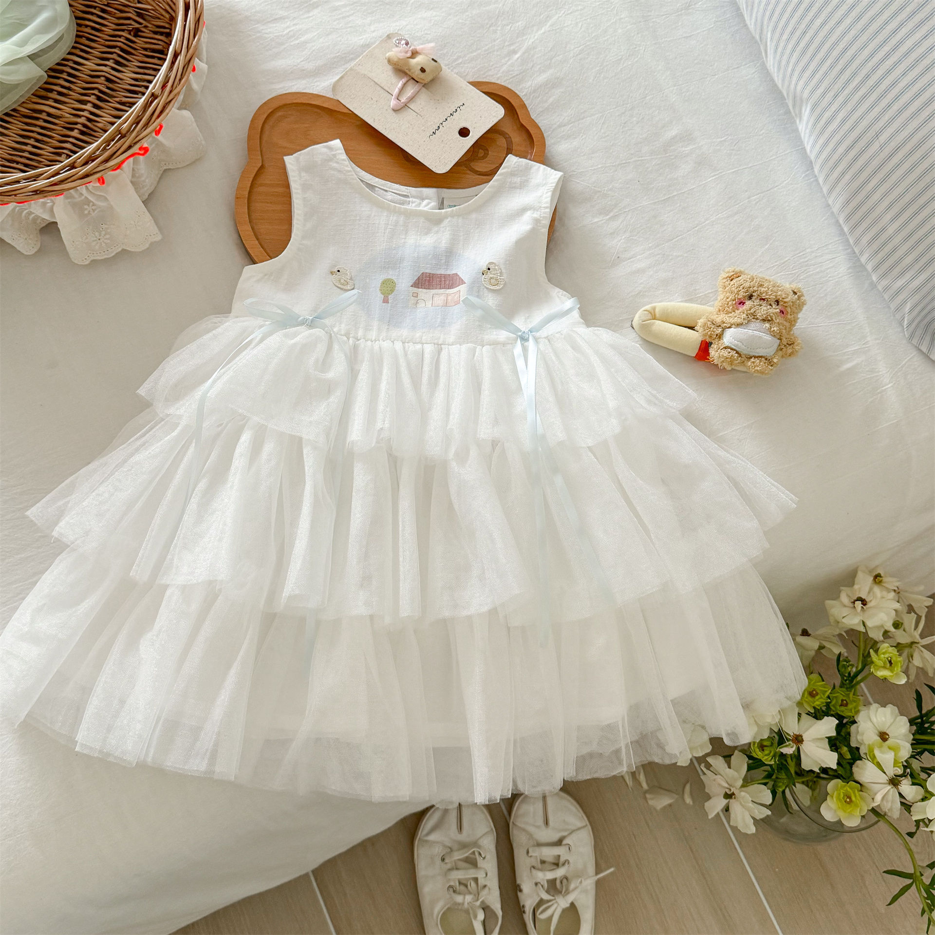 Vestido de siete niñas de limón salado nuevo estilo de verano para niños falda de chaleco sin mangas vestido de princesa de bebé falda de pastel