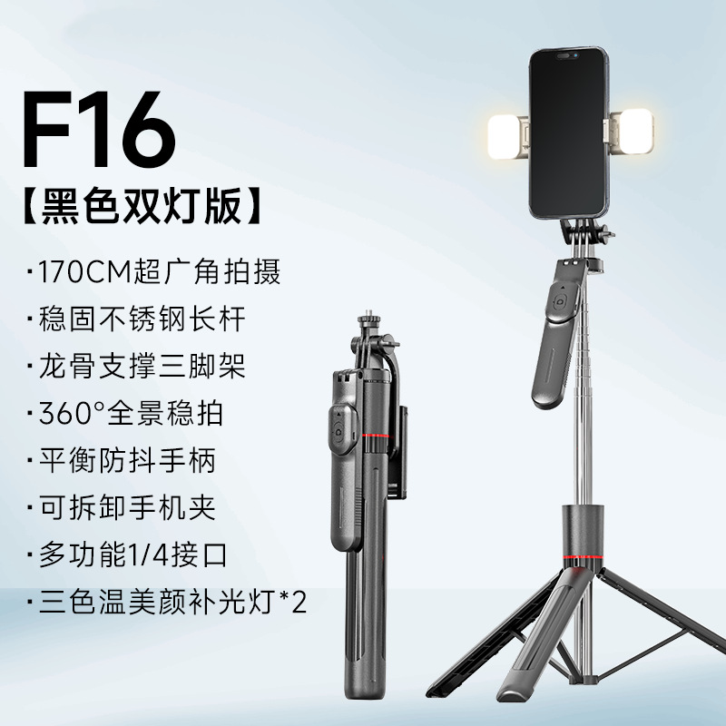 F16d [black - dual light version] 1.7m stainless steel rod * balanced handle * 1