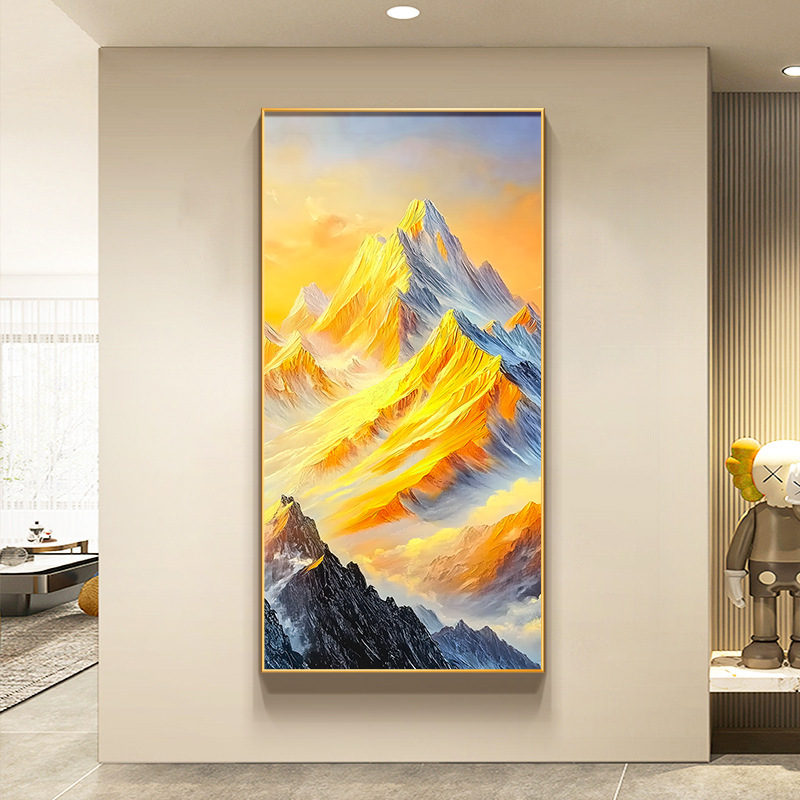 日照金山入户玄关装饰画山水画靠山图挂画新款客厅走廊过道画|undefined