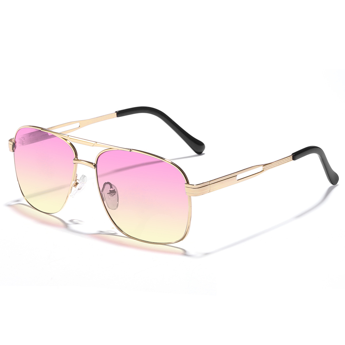 Cross-Border moda nuevas gafas de sol moda retro doble haz Gafas de metal ins personalidad caja cuadrada Internet celebridad gafas de sol