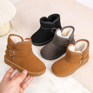 Children's Snow Boots 2025 Winter New Style One-Leg Girls' Cotton Boots Boys' Short Boots Baby Fleece-Lined Warm Cotton Shoes