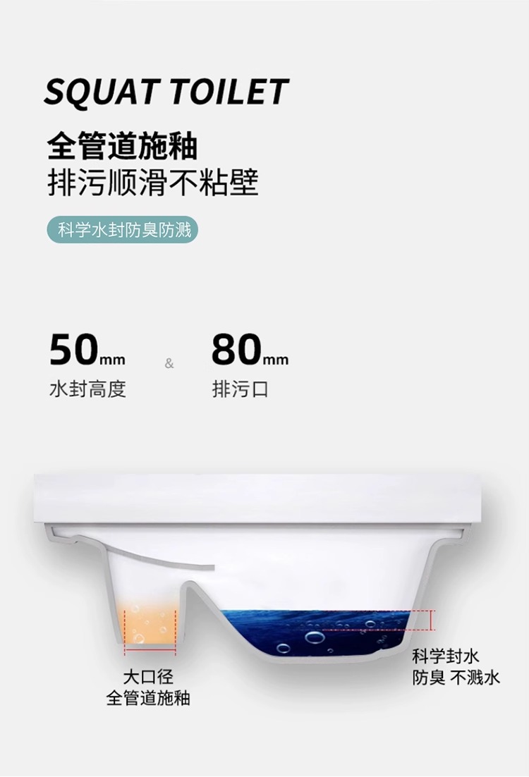 Large-sized squat toilet, squat pit-type flushing tank, complete squat toilet, anti-odor bathroom, household toilet bowl, toilet bowl undefined