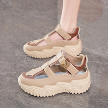 夏季女鞋新款透气镂空凉鞋子女韩版百搭厚底增高运动休闲老爹鞋女