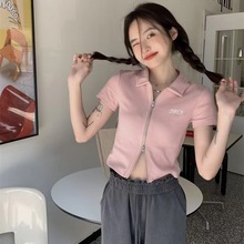 女装针织衫新款2024爆款打底衫双拉链开衫修身短款上衣设计感小众