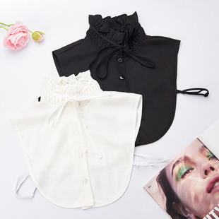 Sweet Shirt Lace Cute Ear Edge Outer Decoration Spring and Summer All-match Black and White Fake Collar