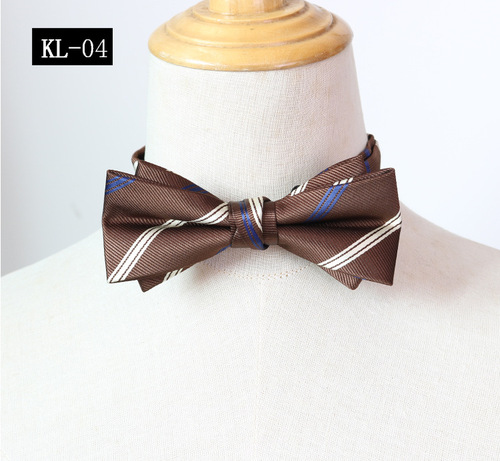 Lapel Tie Men's Formal Suit Evening Gown Gentleman Wedding British Retro Style Dark Brown Striped Fashion Butterfly Knot