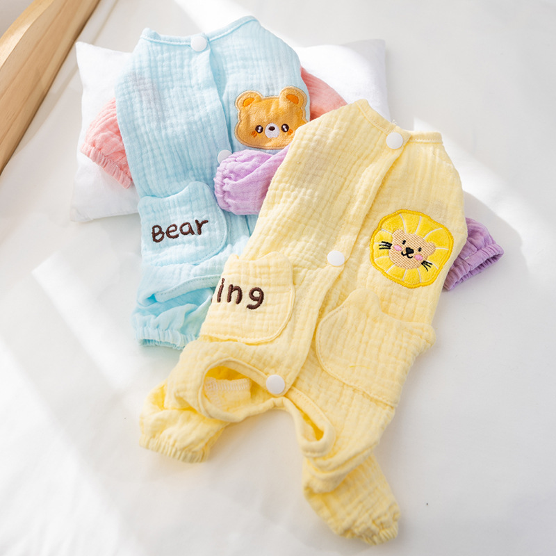 Primavera y verano delgada perros transpirables mallas de tela de malla abdominal gato ropa de aire acondicionado ropa para el hogar ropa de perros mascotas