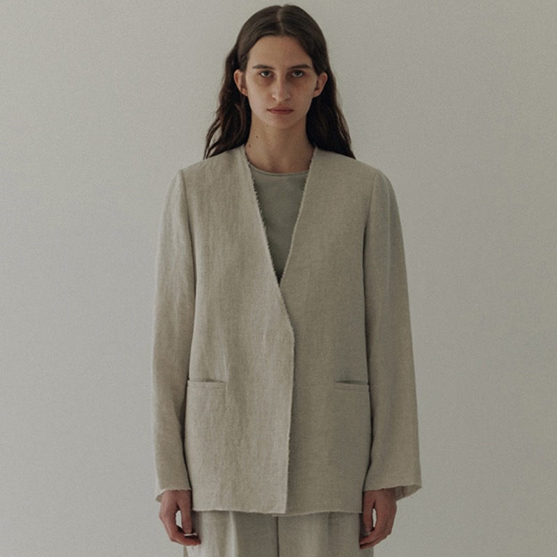M*ia linen V-neck blazer for women, 2026 Spring/Summer new Korean style, unique design, loose fit.