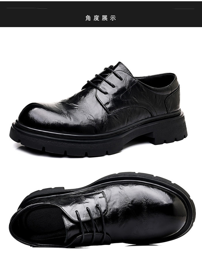 Giày Derby nam da bò thật lớp đầu, đế dày tăng chiều cao, gót 3–5 cm, dây buộc, phong cách công sở — G88012 màu nâu, G88012 màu đen chi tiết 16