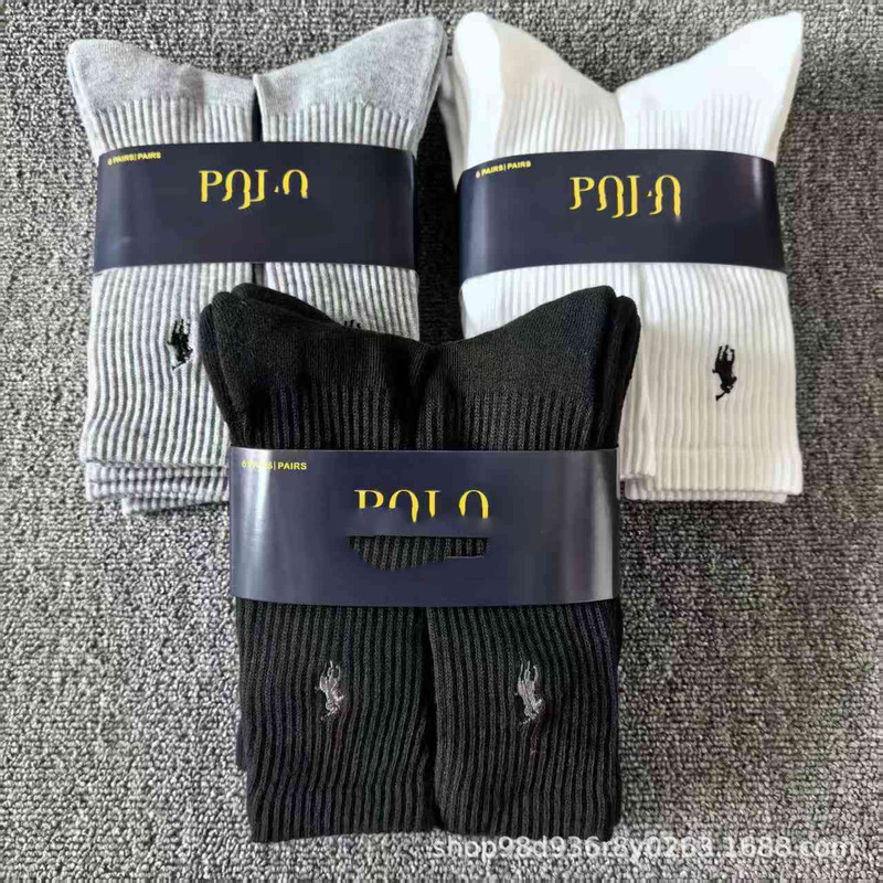Cross-Border Foreign Trade Po Ralph Lauren Black and White Mid-Length Towel-Soled Sports Socks Casual Embroidered Polo 6 Cross-Border Foreign Trade Po Ralph Lauren Black and White Mid-Length Towel-Soled Sports Socks Casual Embroidered Polo 6