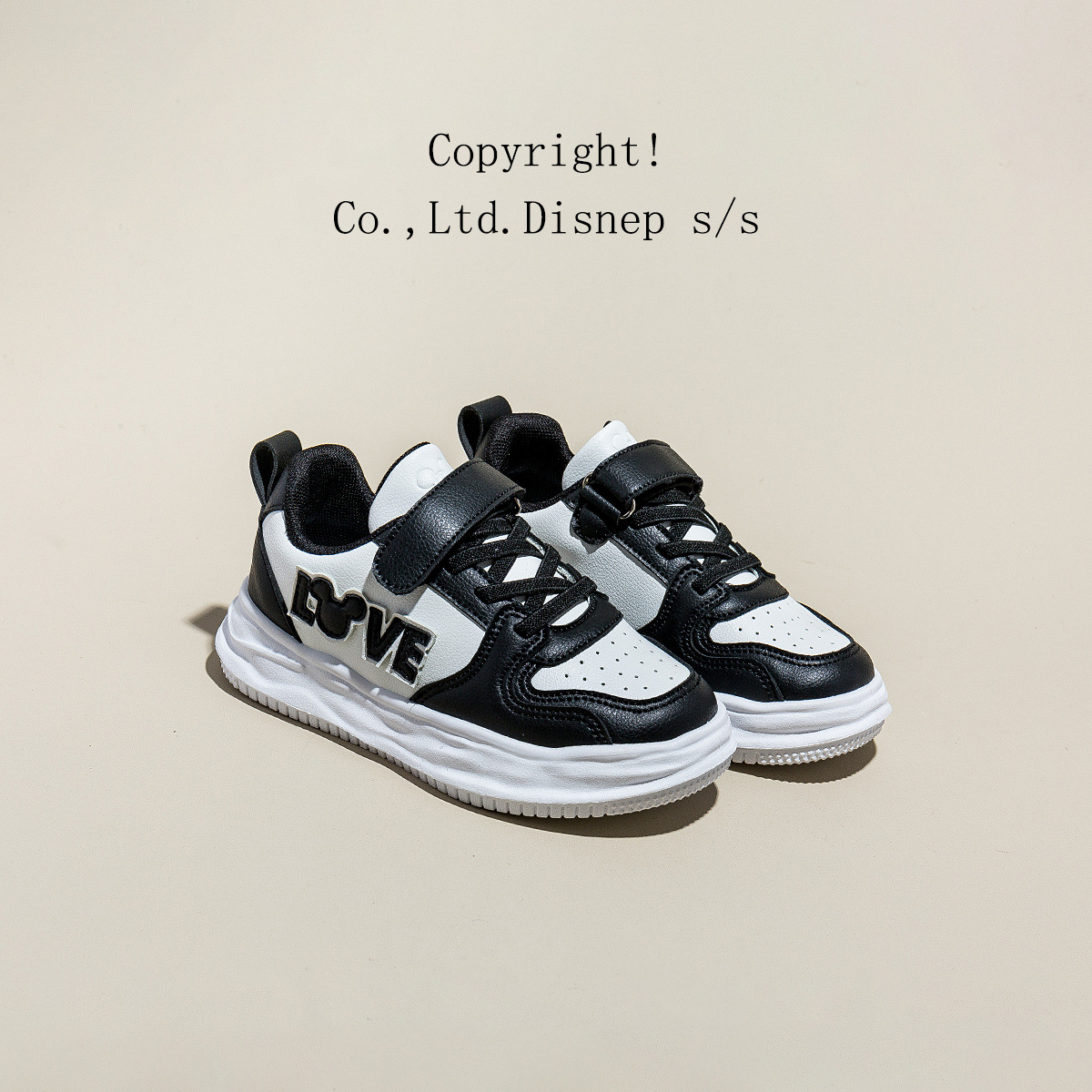 Disney Boys' low-top sneakers 2023 Autumn New Letter pattern campus student leather non-slip casual shoes