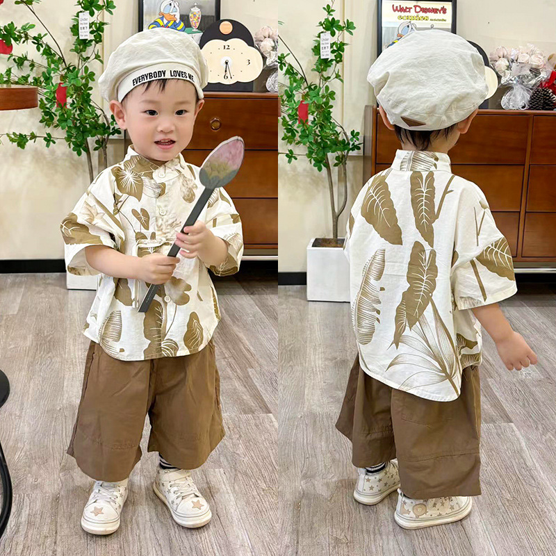 Hanfu Thin Short sleeved Set with Children's Tangzhuang Handsome Boys' Summer New Chinese Style Clothes_voghion.com
