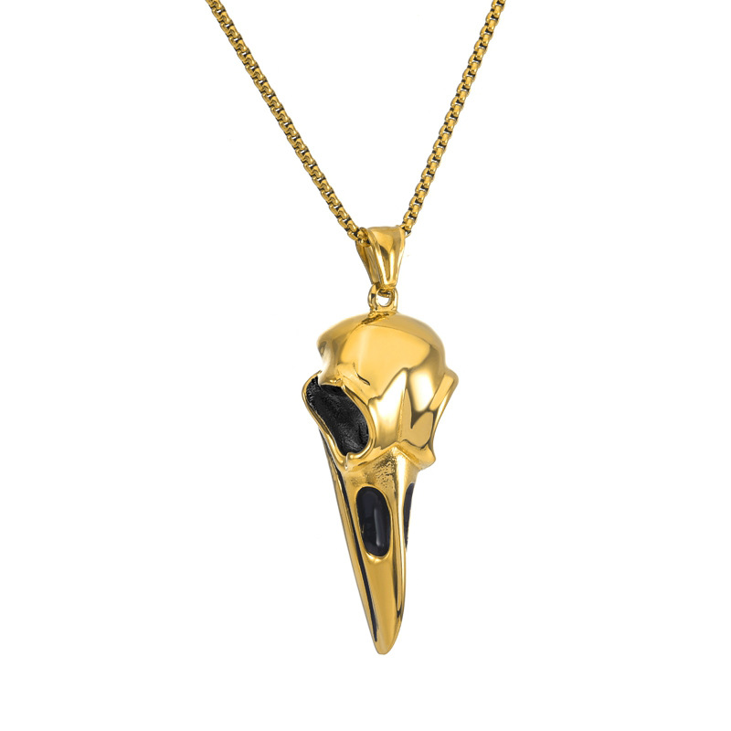 32g Weight Punk Crow Geometric Titanium Steel Polishing Unisex Pendant Necklace