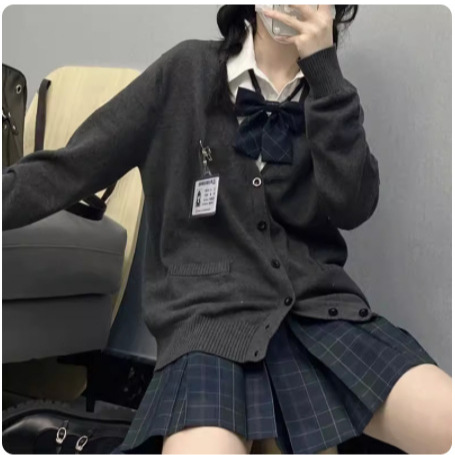 Japanese jk uniform knitted cardigan college style sweet school sweater versatile long sleeve outer coat autumn and winter New