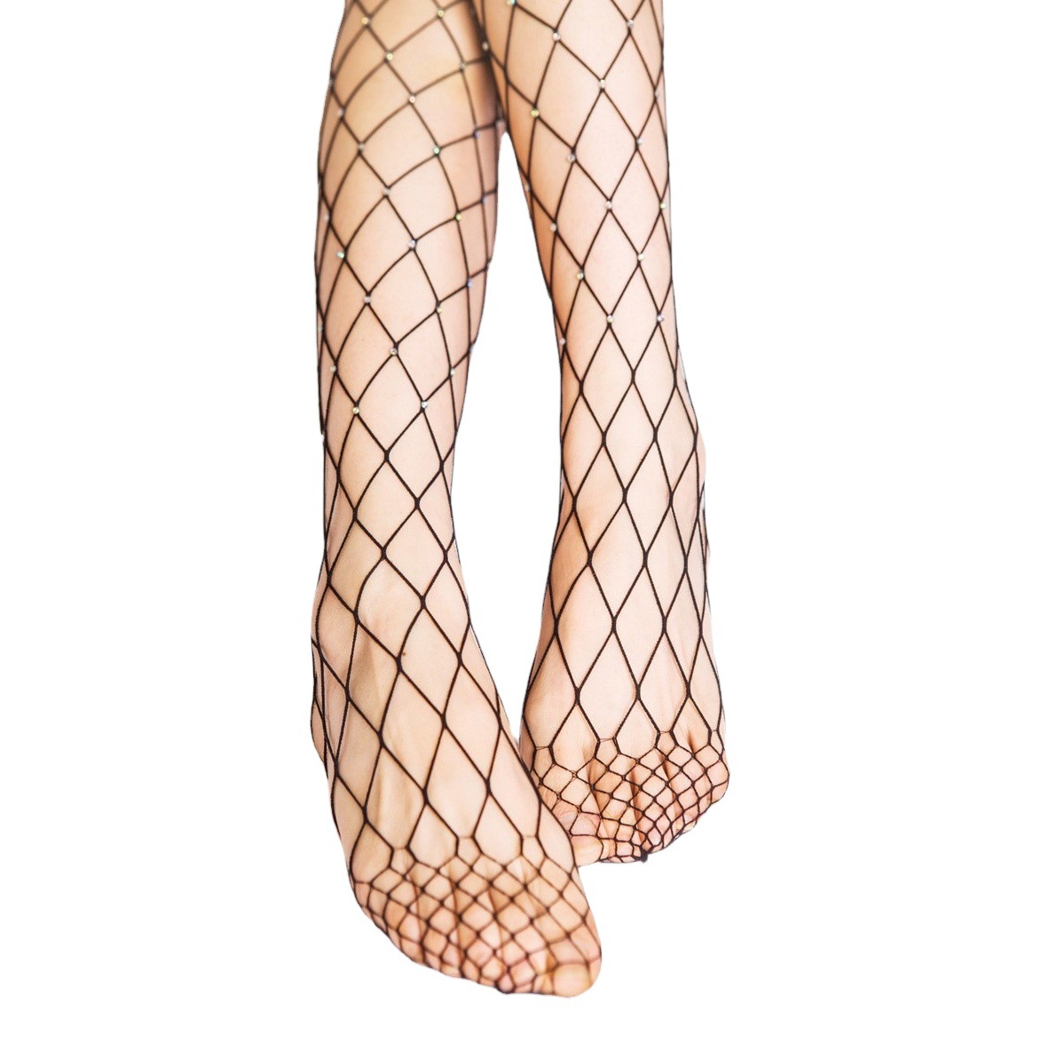 Venta caliente de comercio exterior transfronterizo rhinestone fishnet calcetines punto diamante fishnet calcetines pantimedias delgada sexy rhinestone fishnet calcetines fabricante