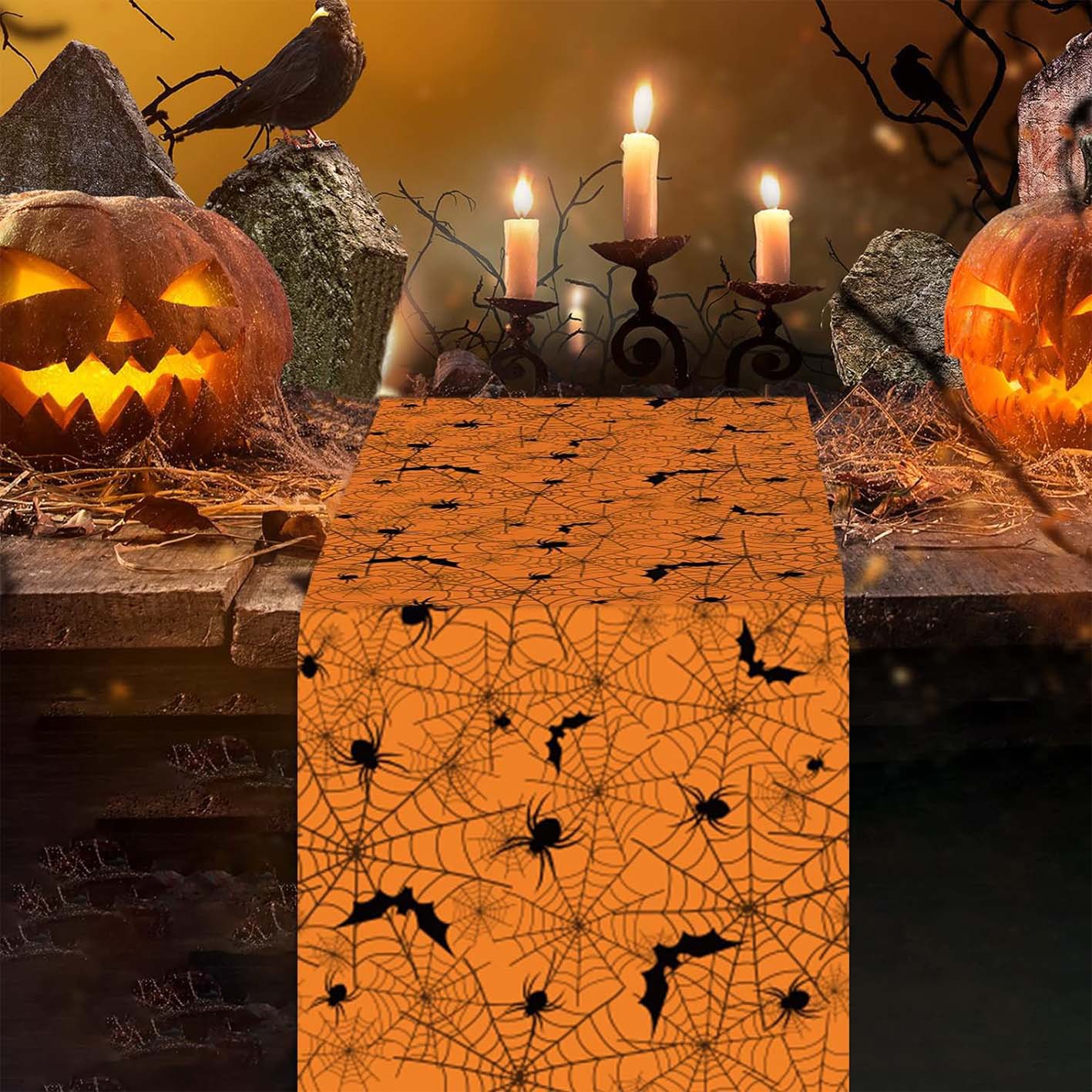 Transfronterizo 2024 Amazon nuevo Halloween calabaza festivales lino tabla bandera tabla de mesa comedor tabla de té tabla de bandera