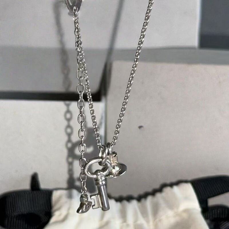 Empress West Necklace EUNICE Key Necklace Women's Vivian Pendant Celebrity Style High-Quality Version Empress West Necklace EUNICE Key Necklace Women's Vivian Pendant Celebrity Style High-Quality Version