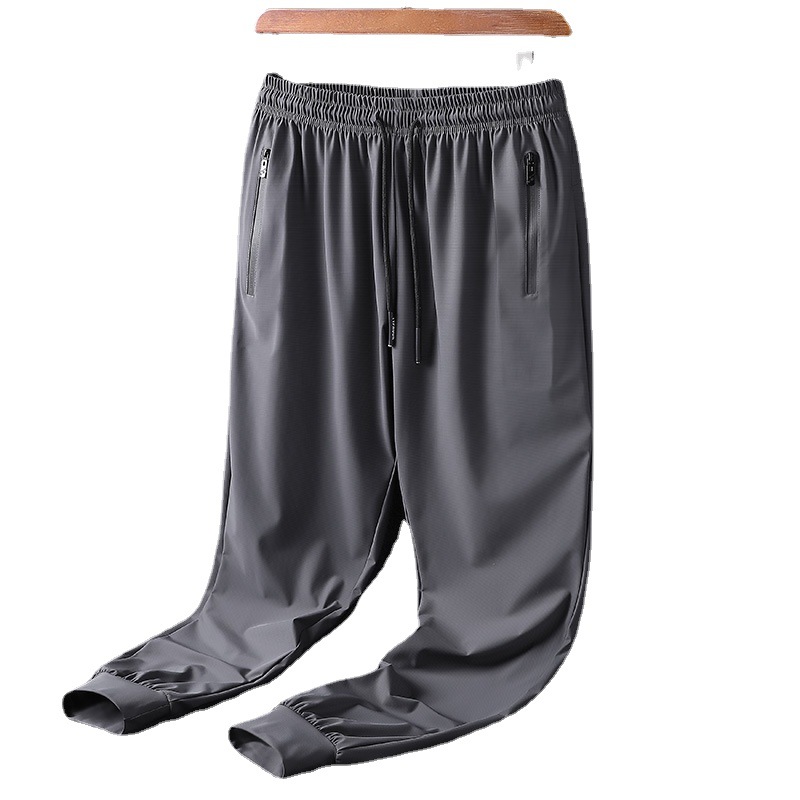 Pantalones de seda de hielo pantalones casuales de verano para hombres delgados Pantalones de deporte de aire acondicionado de secado rápido