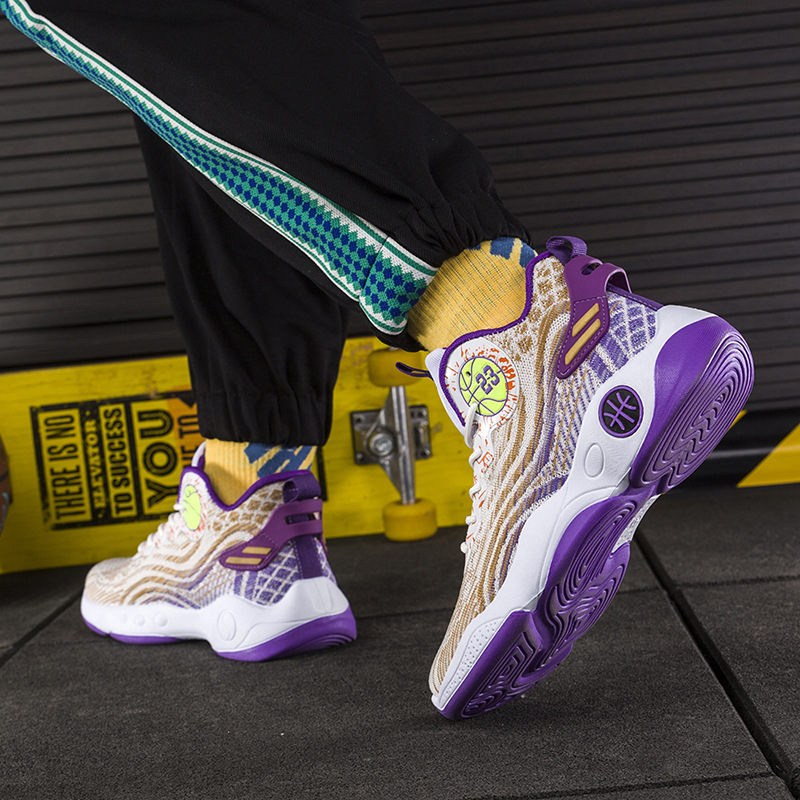 Nowe buty męskie cross border z wysoką cholewką z siateczki, oddychające, praktyczne buty do koszykówki, młodzieżowe, męskie, antypoślizgowe, odporne na zużycie, buty sportowe na świeżym powietrzu_voghion.com