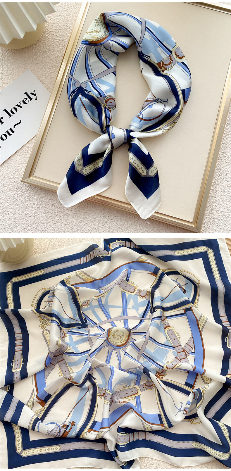 45g Weight Silk Scarf Classification Daily Occasion Polyester Material Geometric Pattern All Seasons Season Women's Gender Printing Design Elegant, Sweet Style Women's Elegant Sweet Geometric Polyester Printing Silk Scarf 17