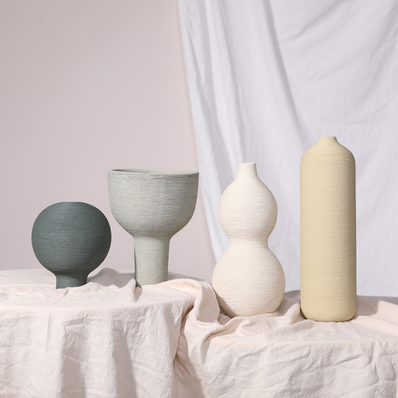 Moderno simple llano quema cepillado MODELO DE florero de cerámica sala de estar dormitorio flor seca arreglo floral artesanía Decoración