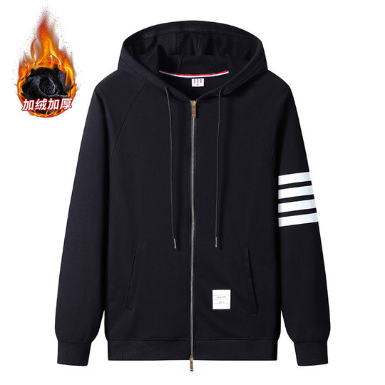 Cardigan Sweater Men's Spring and Autumn Fashionable Loose Four Bar Jacket Couple's Fashion Sports Casual Top Men's Wear