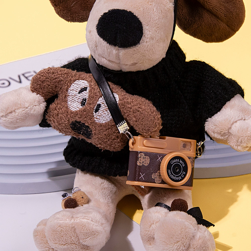 Cotton flashing doll, straps, retro small camera, keychain, makes sounds