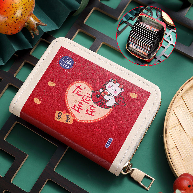 Titular de la tarjeta de dibujos animados lindo cremallera de las mujeres posición multi-tarjeta de gran capacidad anti-desgaussing titular de la tarjeta de los hombres pequeños titular de la tarjeta ultrafino