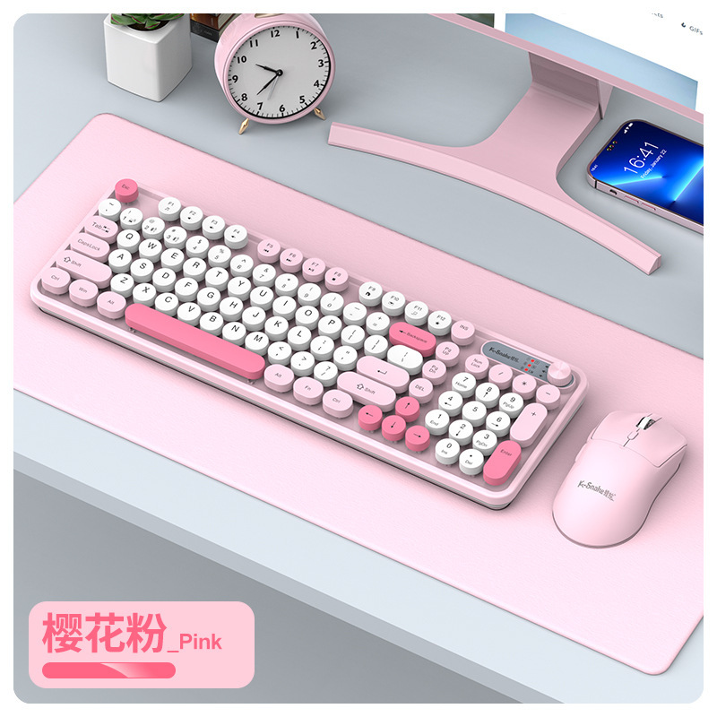 蝰蛇WK300充电无线键盘鼠标套装蓝牙双模拼色女生笔记本电脑键盘|undefined