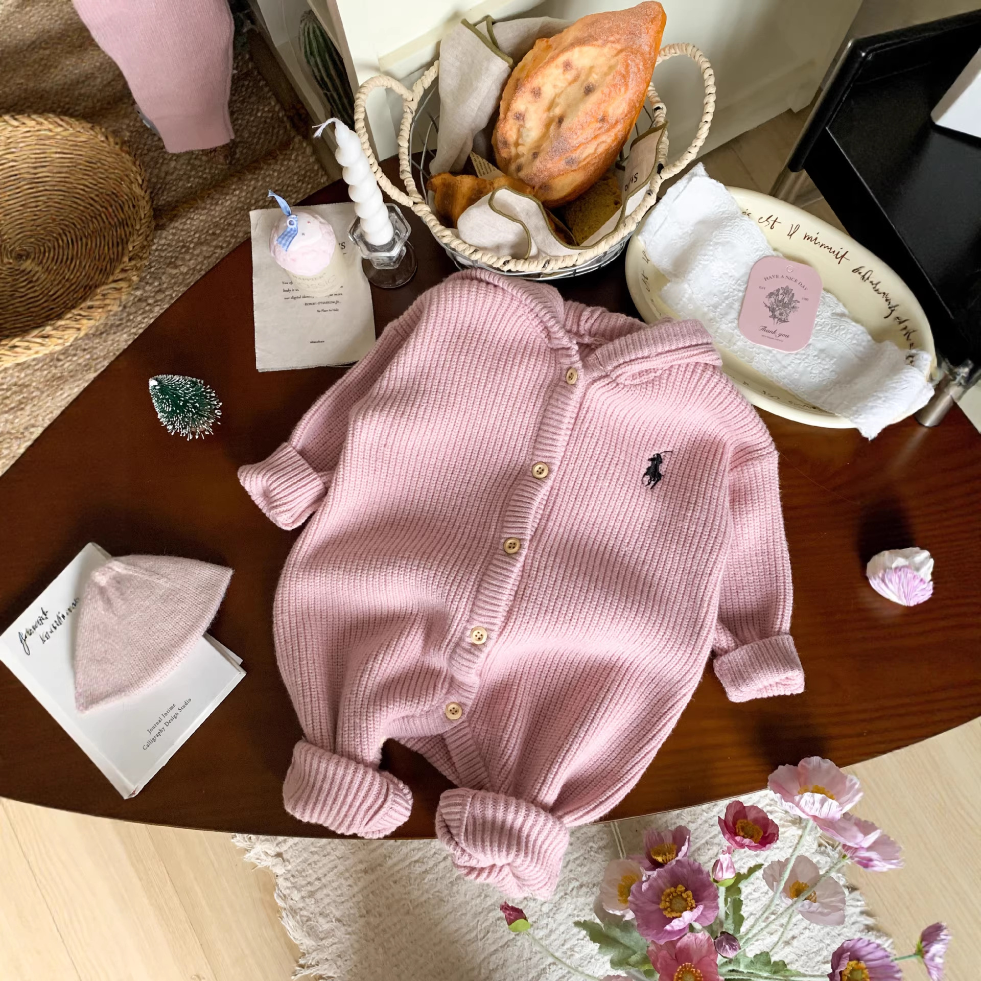 Baby Jumpsuit Spring and Autumn Korean Style Fashionable Baby Autumn Clothes Knitted Sweater Autumn Small Month Old Sweater Crawling Clothes