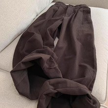 超好看美式复古咖色直筒阔腿裤女高腰显瘦遮跨梨形身材百搭休闲裤