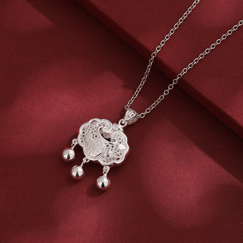 990 pie de plata collar de seguridad para niños plata esterlina colgante de plata para bebés de luna llena aniversario