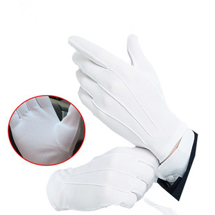 Black and white bead plastic anti-skid driver labor protection driving back three-band etiquette concierge thin breathable gloves for men and women