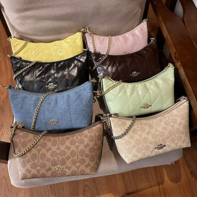 Coach 2026 New Model Caitlin Chain Shoulder Baguette Box Bag Single Shoulder Crossbody Handbag for Women