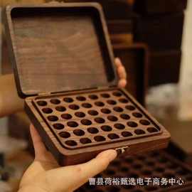 现货黑胡桃精油收纳盒多格精油香薰展示盒42格桌面整理盒多特瑞盒