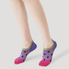 R8687 Women's Short Socks, Japanese Color-blocking Polka Dot Spring and Summer Boat Socks for Women, Non-slip and Non-loose, Cotton, Low-top Invisible Socks