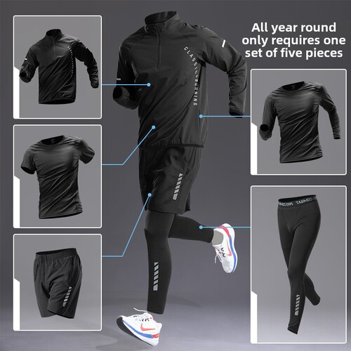 Fitness set for men, ice silk quick-dry summer sports clothes, short-sleeved T-shirt, running equipment, tank top, summer cycling wear