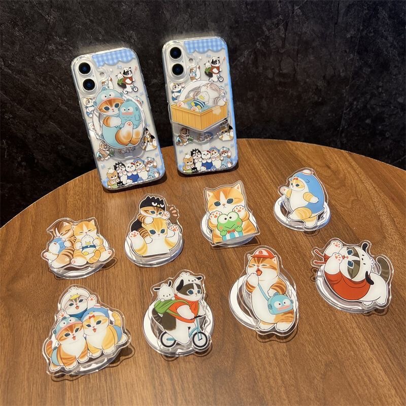 New Cartoon Cross-Dressing Cat Suitable for Magsafe Magnetic Holder with Strong Adsorption Force and Retractable Desktop Airbag for Women