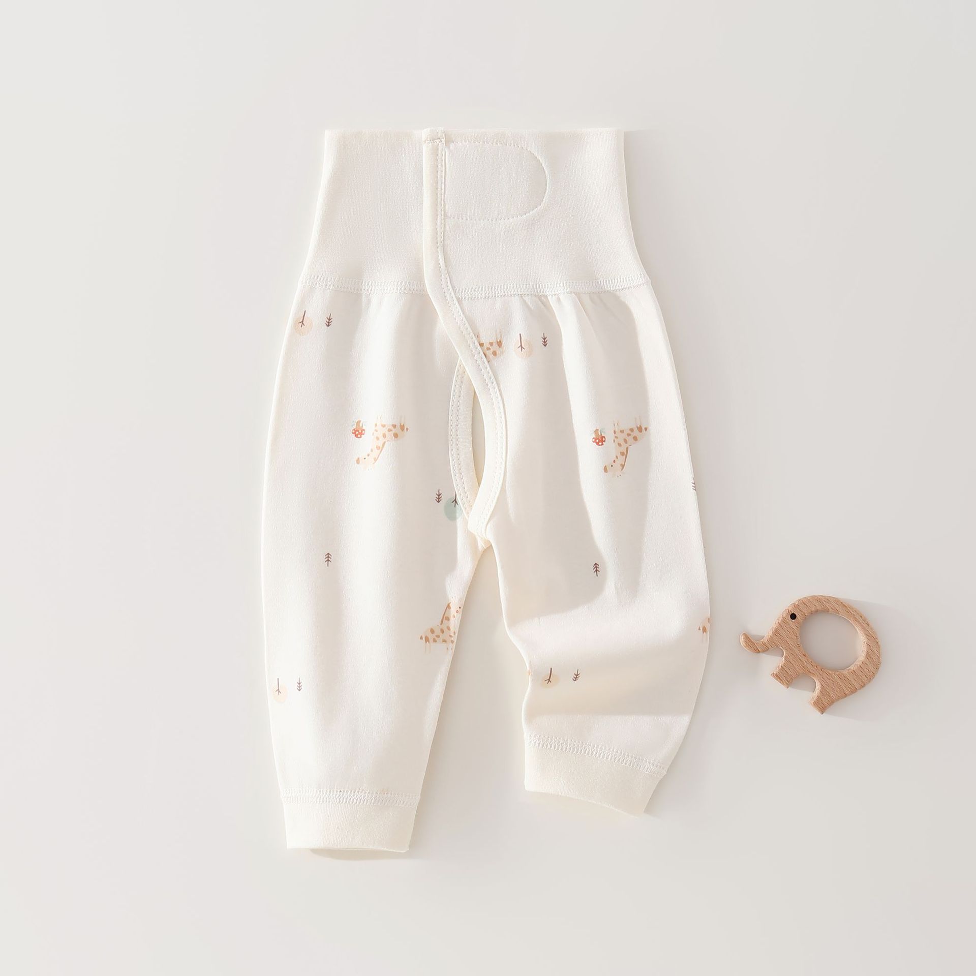 Baby high-waisted tummy-protecting pants, pure cotton seamless spring and autumn pants, children's open-crotch sleep pants, single-piece autumn pants for boys and girls, winter