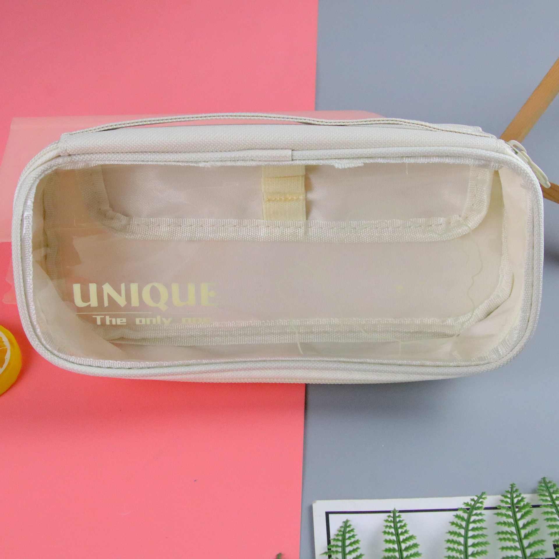 Oxford tela de gran capacidad caja de lápiz al por mayor multifuncional estudiante caja de lápiz transparente caja de lápiz de doble capa caja de papelería bolsa de papelería