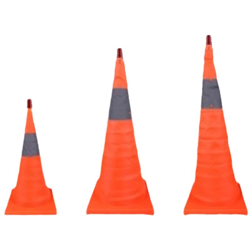 Retráctil carretera cono reflectante barricada retráctil de elevación tira de luz LED carretera cono plegable advertencia barricada cono de goma