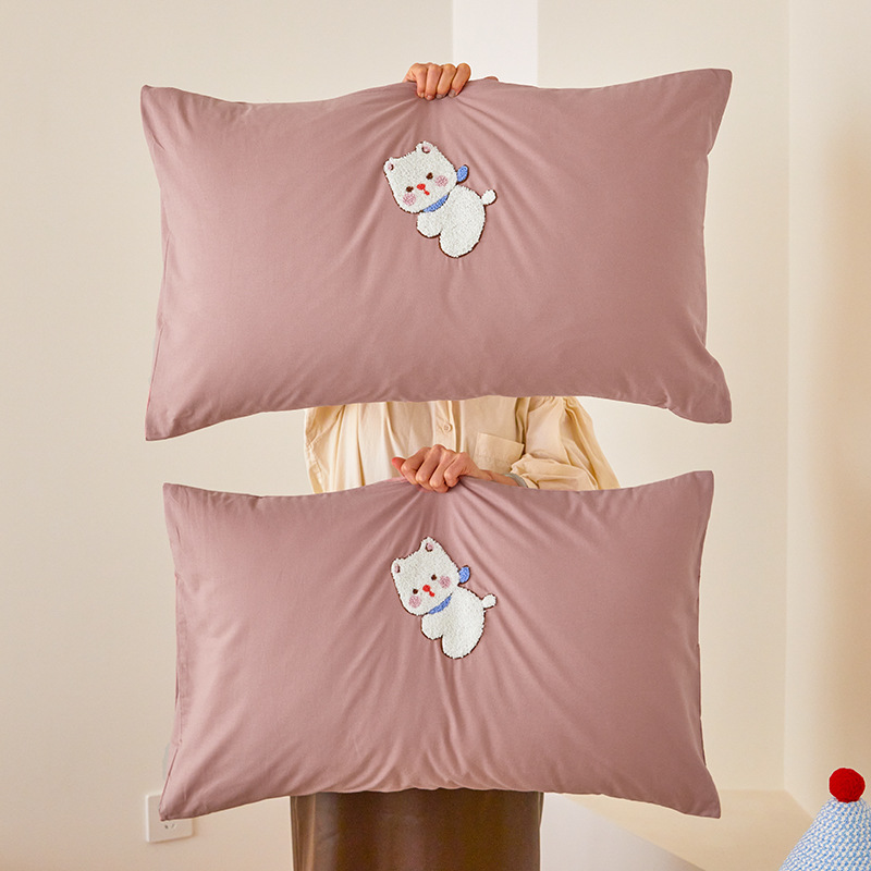Un par de fundas de almohada bordadas con toalla de algodón ins 48x74 funda de almohada grande para adultos de algodón simple funda de núcleo de almohada para estudiantes