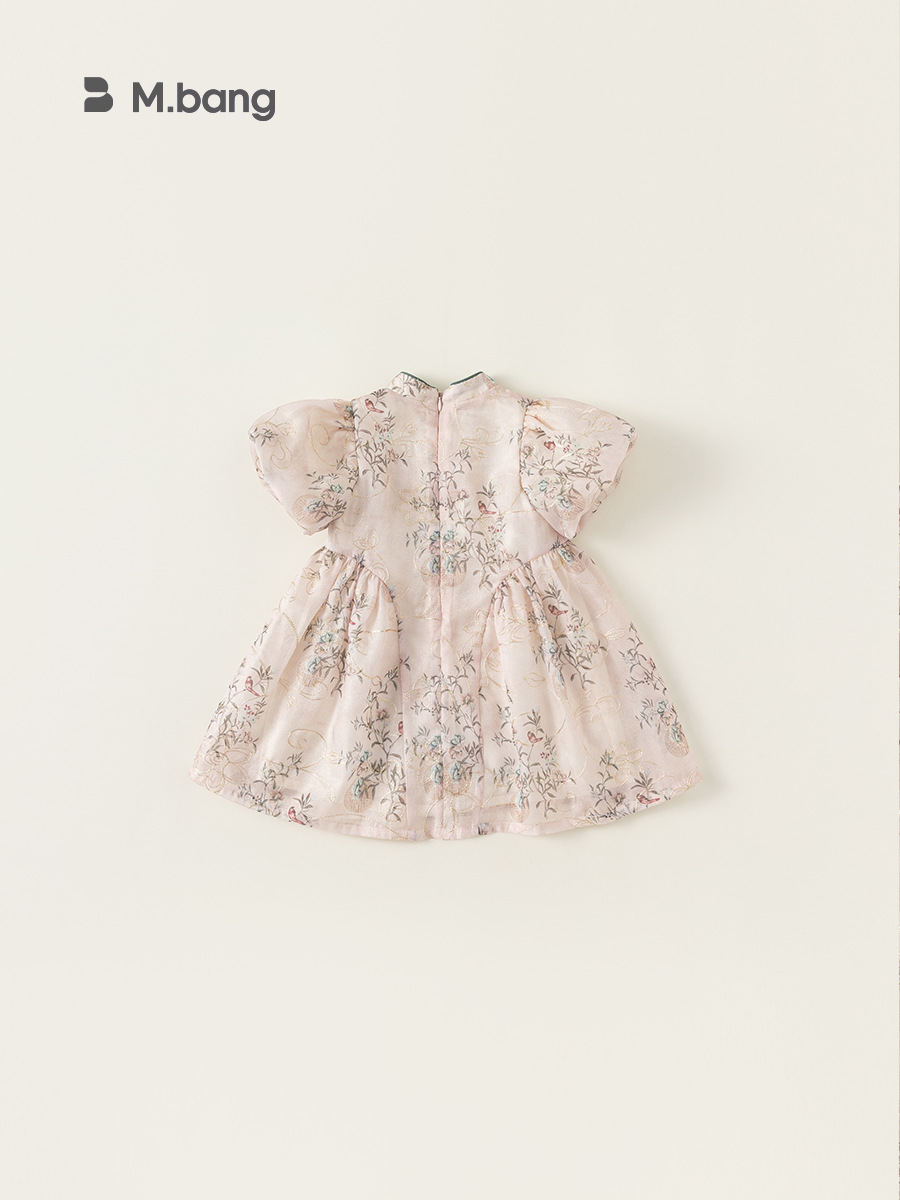 Babycity falda de manga abullonada para niños verano ropa para niños vestido de bebé estilo nacional niña vestido cheongsam Q24101